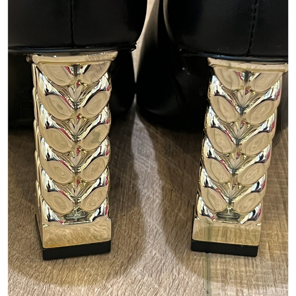 NEW WHITE HOUSE BLACK MARKET BLACK KELSEA CHAIN HIGH HEEL BOOTIES BOOTS SIZE 6 - Picture 10 of 15